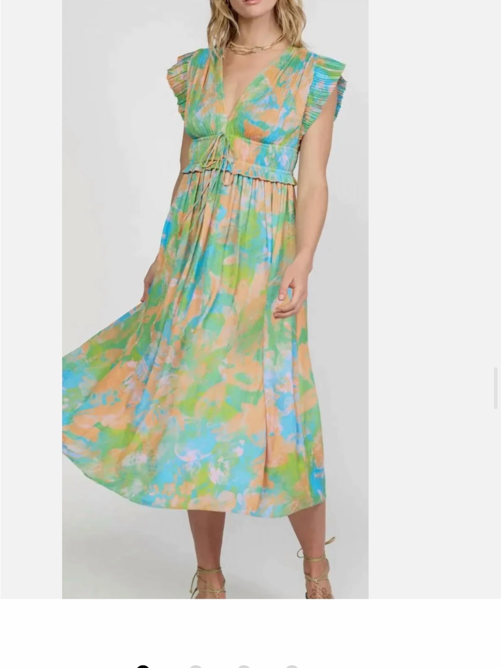 Current air Pastel Multi Tie-Waist V-Neck Midi Dress